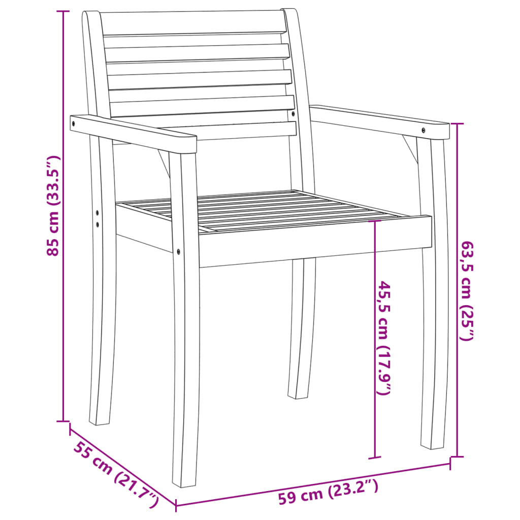 vidaXL Sillas de jardín 2 uds madera maciza de acacia 59x55x85 cm