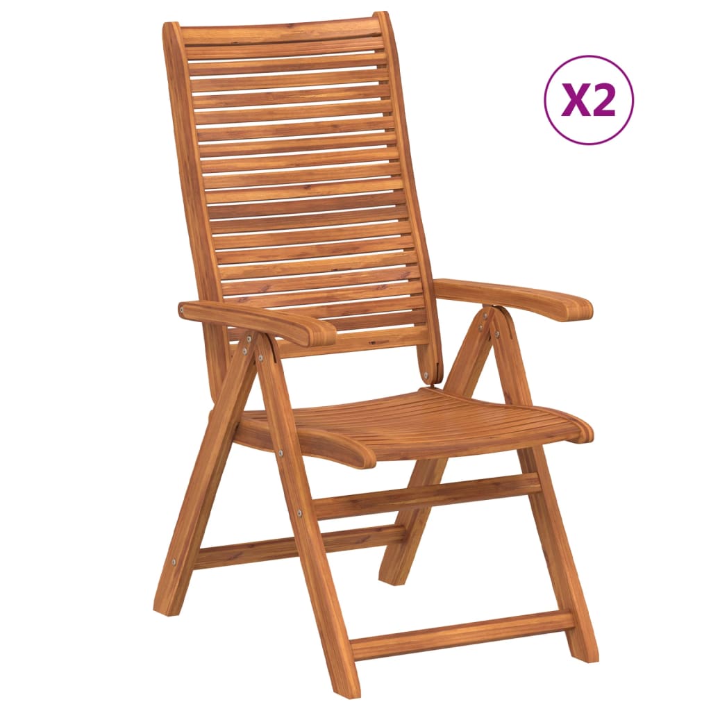 vidaXL Sillas jardín plegables reclinables 2 uds madera maciza acacia