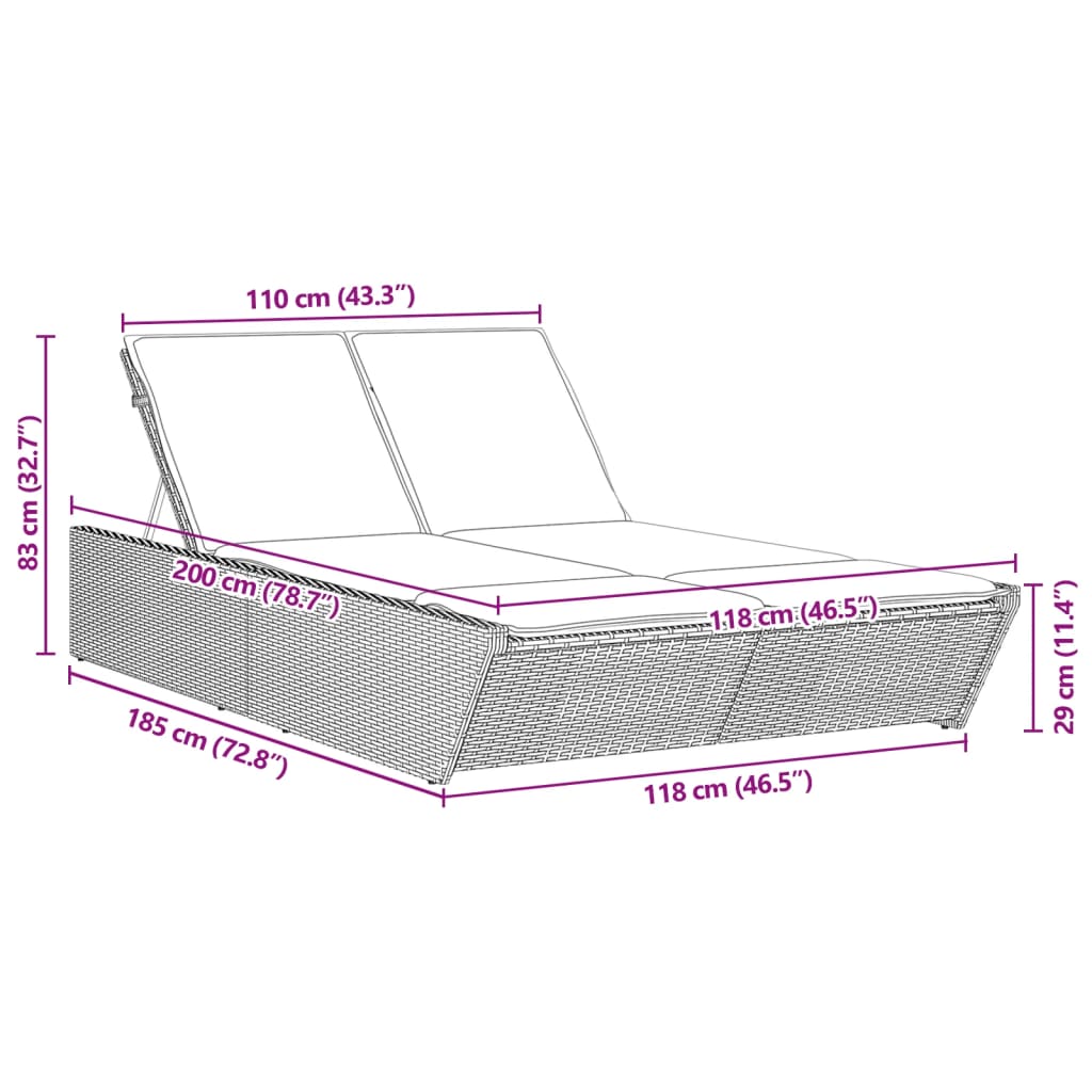 vidaXL Tumbona doble con cojines ratán sintético beige