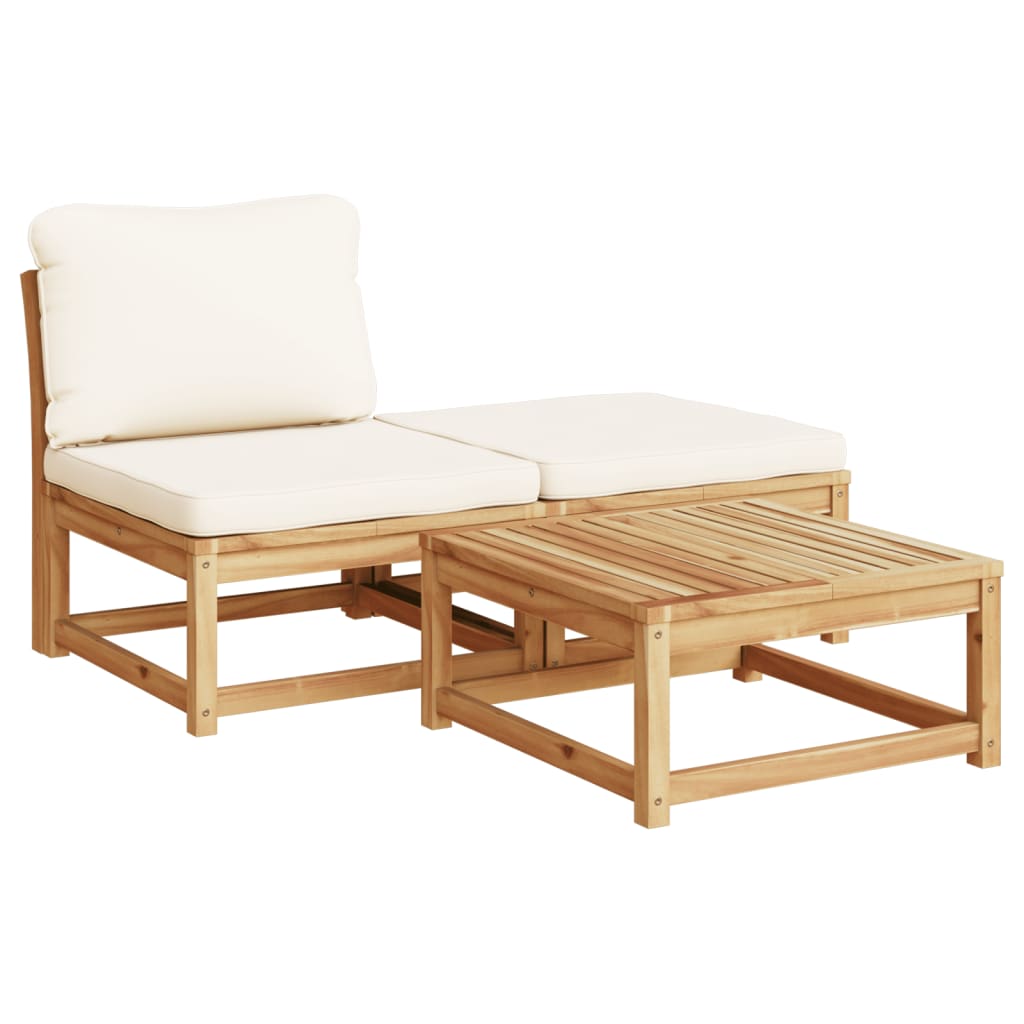 vidaXL Set de muebles para jardín 3 piezas con cojines madera acacia