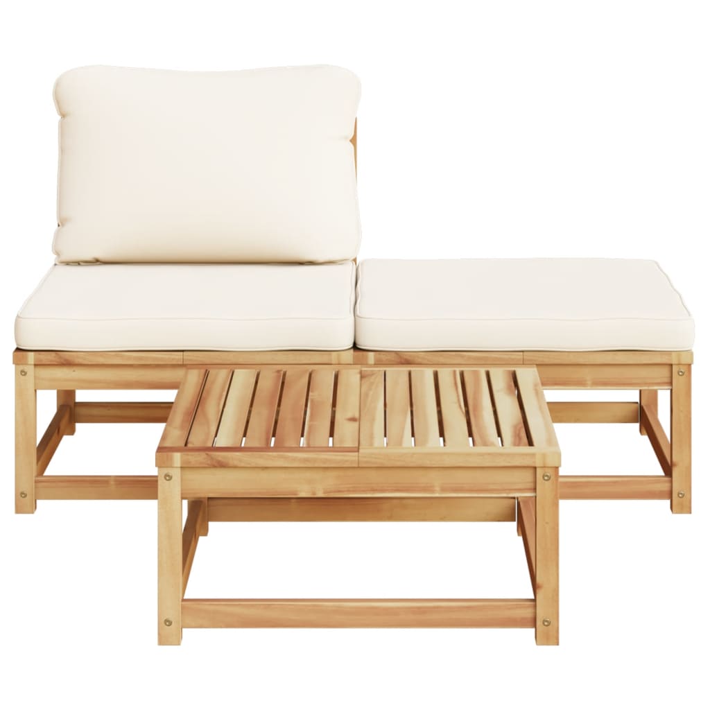 vidaXL Set de muebles para jardín 3 piezas con cojines madera acacia