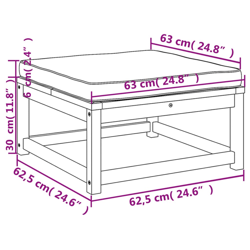 vidaXL Taburete de jardín con cojines madera maciza de acacia