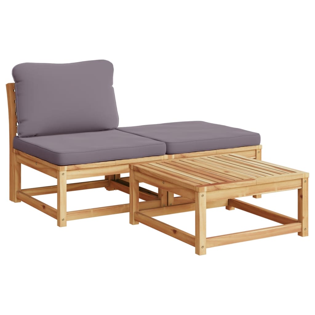 vidaXL Set de muebles para jardín 3 piezas con cojines madera acacia