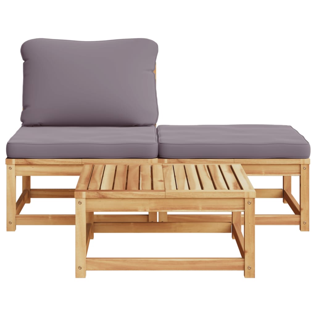 vidaXL Set de muebles para jardín 3 piezas con cojines madera acacia