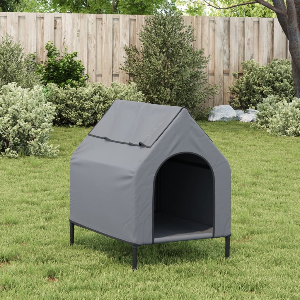 vidaXL Casa para perros tela Oxford y acero gris claro