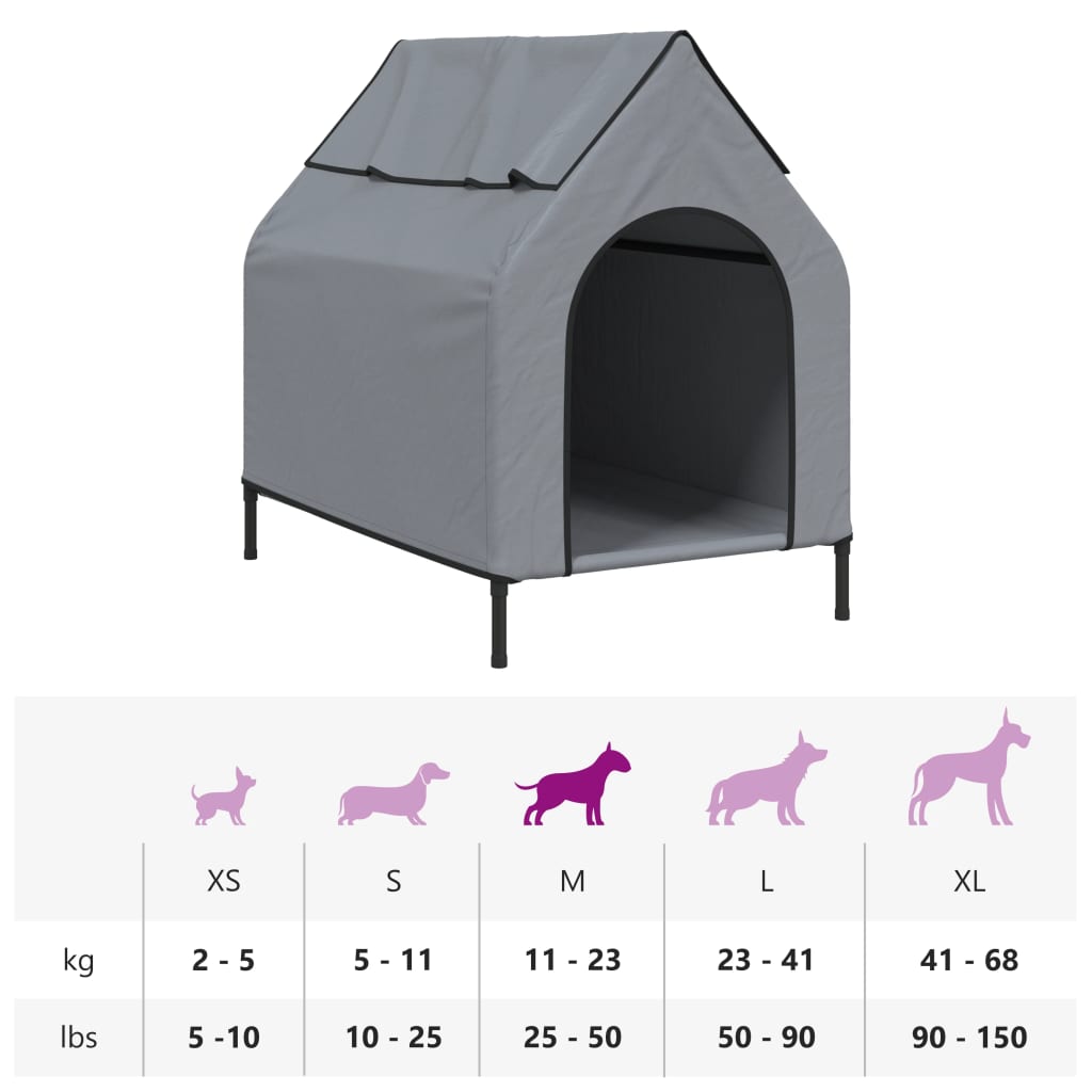 vidaXL Casa para perros tela Oxford y acero gris claro