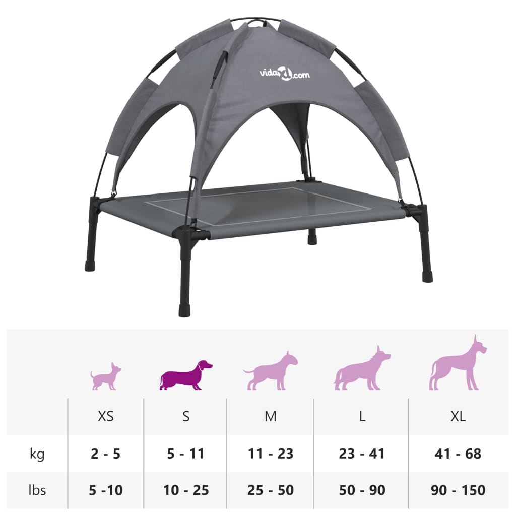 vidaXL Cama para perros con dosel antracita tela oxford y acero