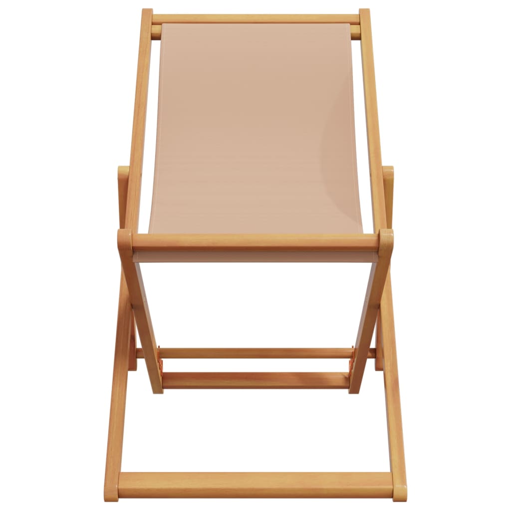 vidaXL Silla de playa plegable madera maciza de eucalipto y tela taupe