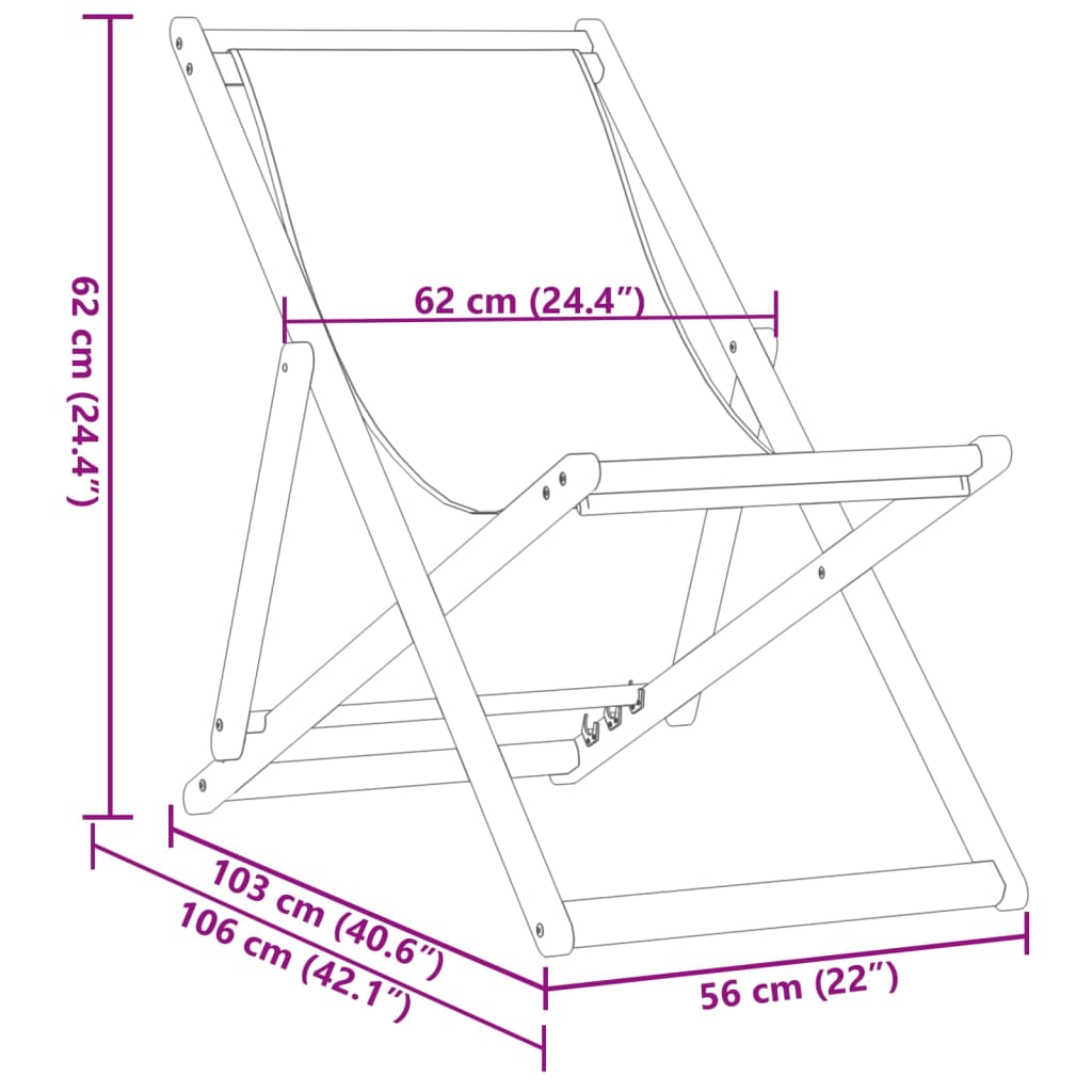 vidaXL Silla de playa plegable madera maciza de eucalipto y tela taupe