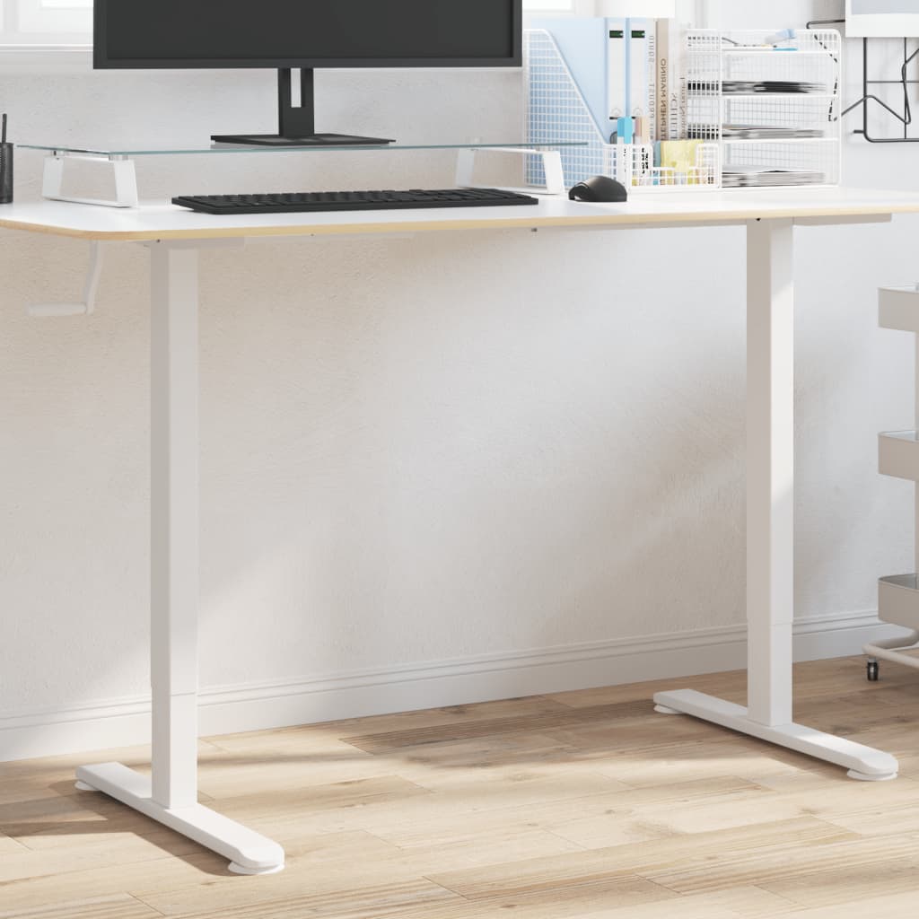 vidaXL Marco de escritorio de pie acero blanco (94-135)x60x(70-114) cm