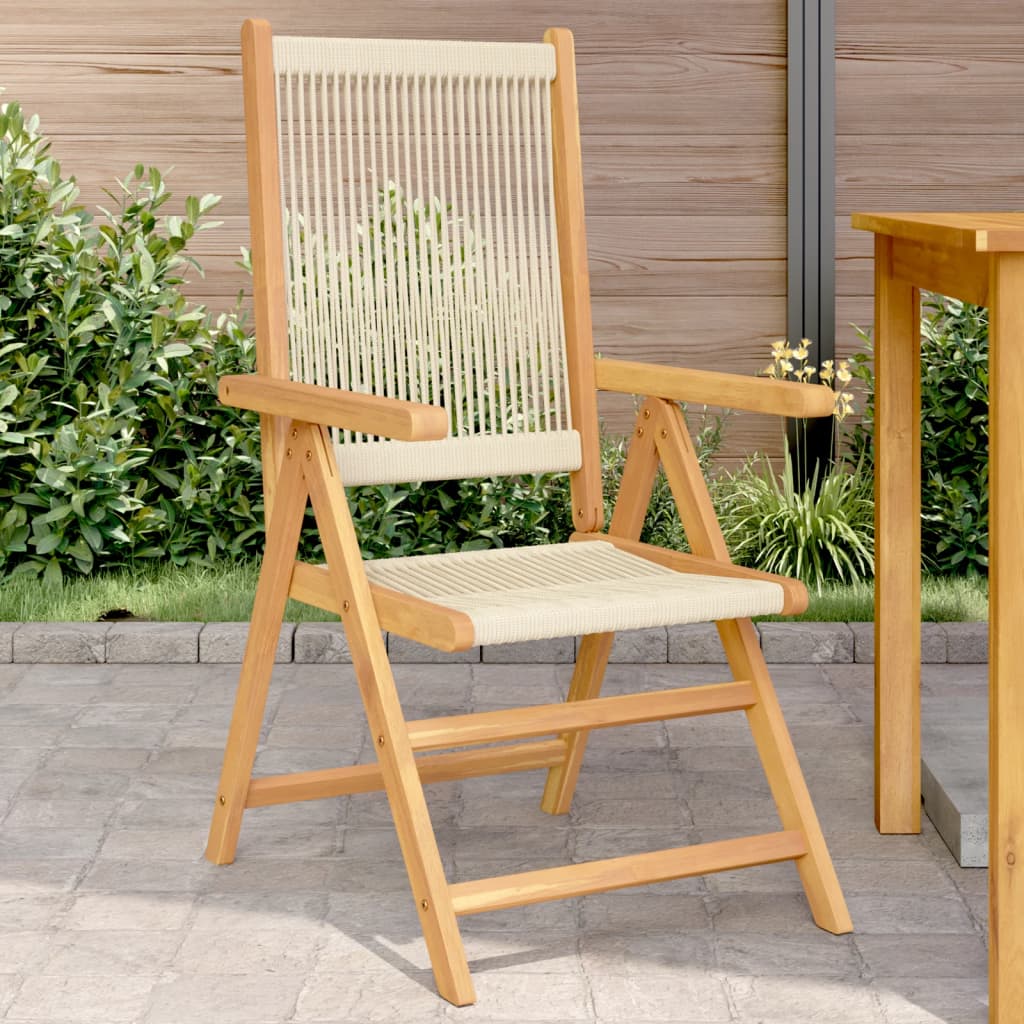 vidaXL Sillas de jardín 2 uds madera maciza acacia polipropileno beige