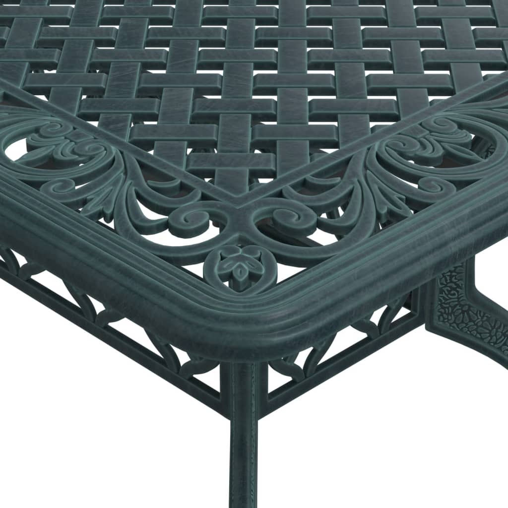 vidaXL Mesa de jardín aluminio fundido verde 150x90x72 cm