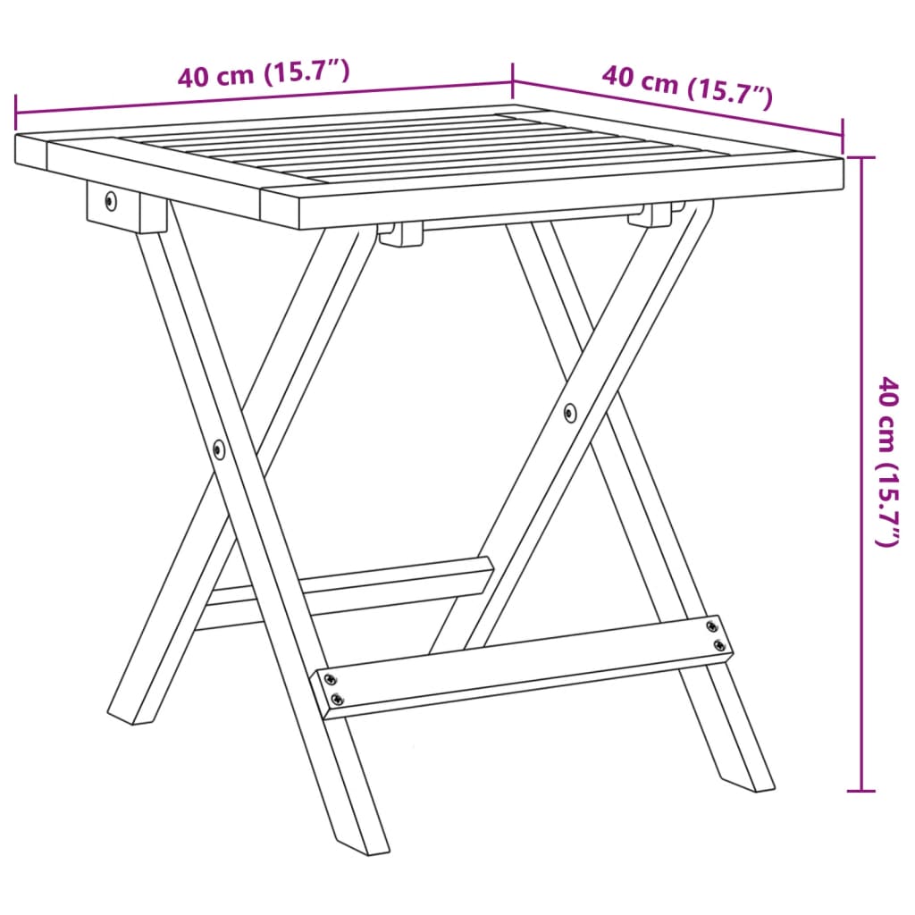 vidaXL Mesa auxiliar de jardín madera maciza de acacia 40x40x40 cm