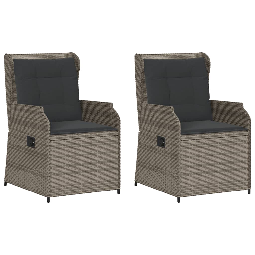 vidaXL Sillones reclinable jardín y cojines 2 uds ratán sintético gris