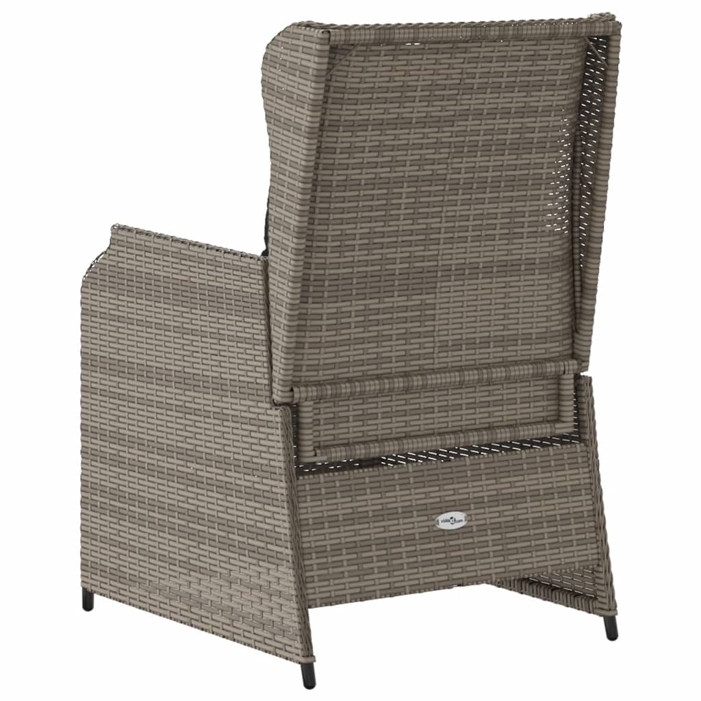 vidaXL Sillones reclinable jardín y cojines 2 uds ratán sintético gris