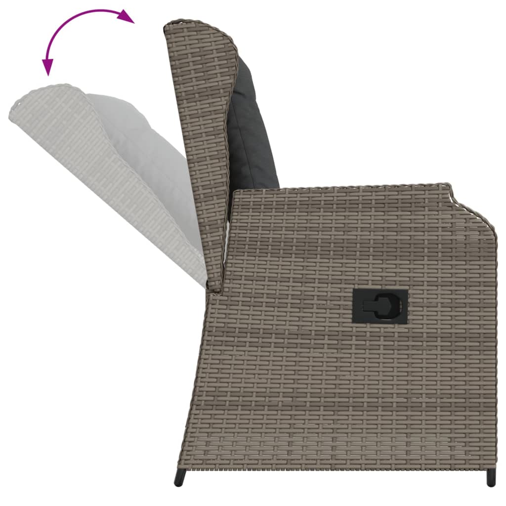 vidaXL Sillones reclinable jardín y cojines 2 uds ratán sintético gris