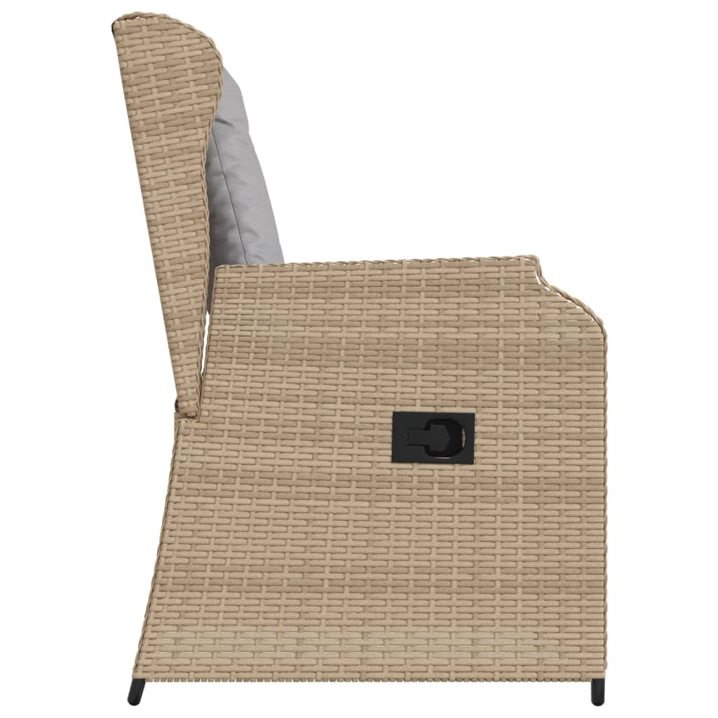 vidaXL Sillones reclinables de jardín con cojines beige 2 uds ratán PE