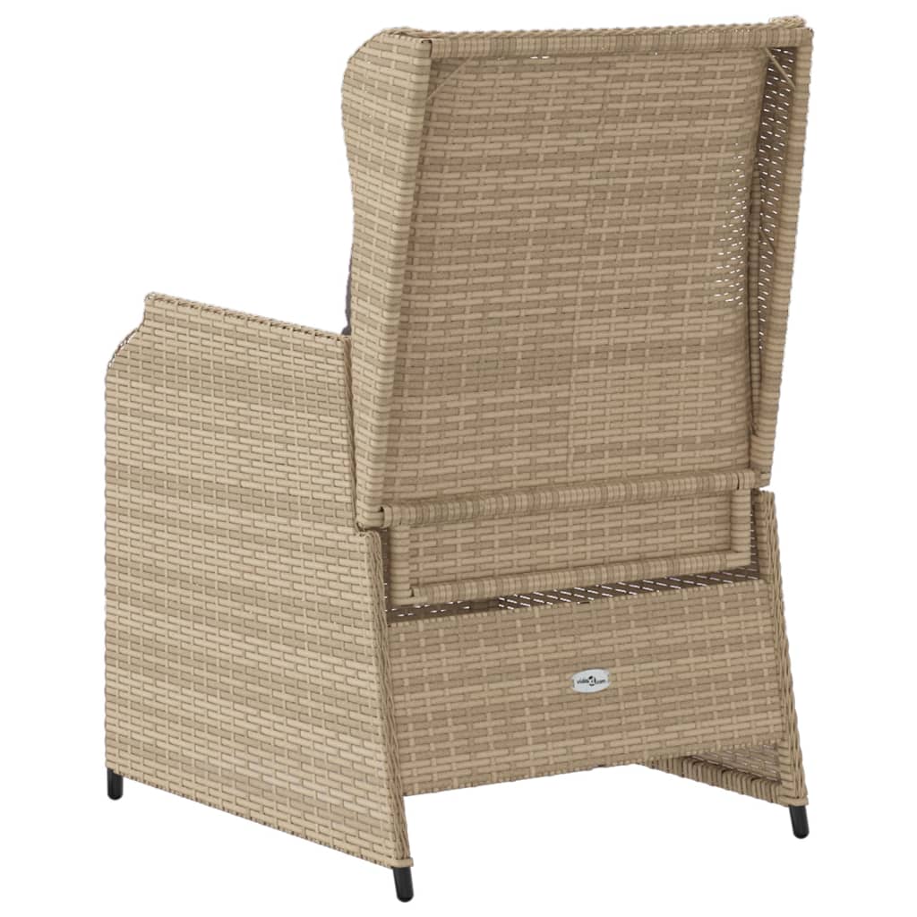 vidaXL Sillones reclinables de jardín con cojines beige 2 uds ratán PE