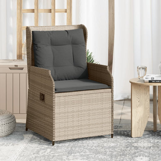 vidaXL Sillones reclinables de jardín con cojines gris 2 uds ratán PE