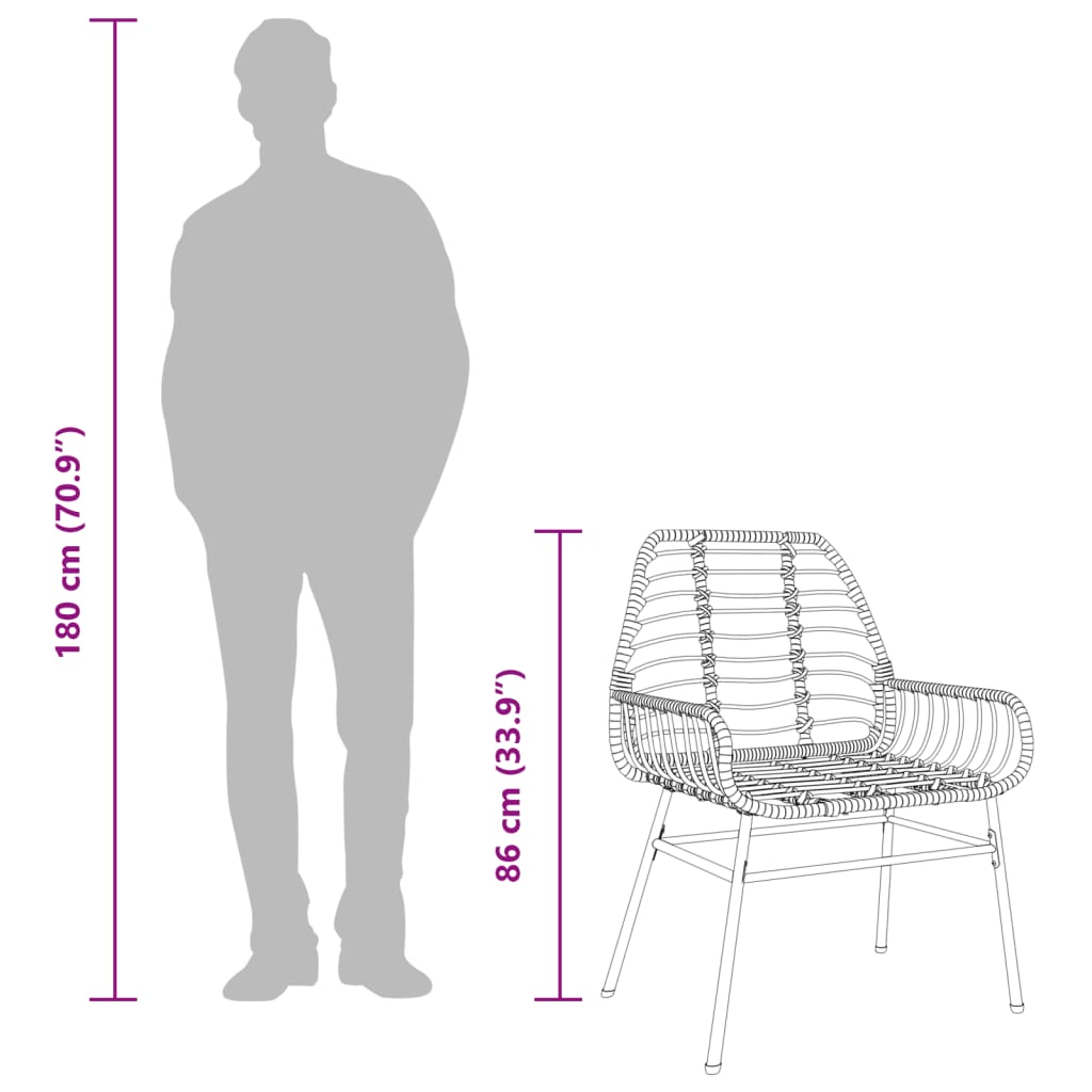 vidaXL Sillones de jardín 2 unidades ratán sintético marrón