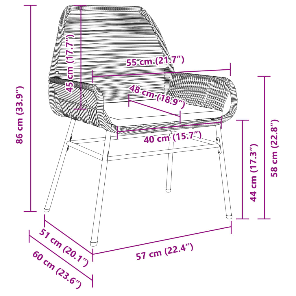 vidaXL Sillones de jardín con cojines 2 uds ratán sintético negro