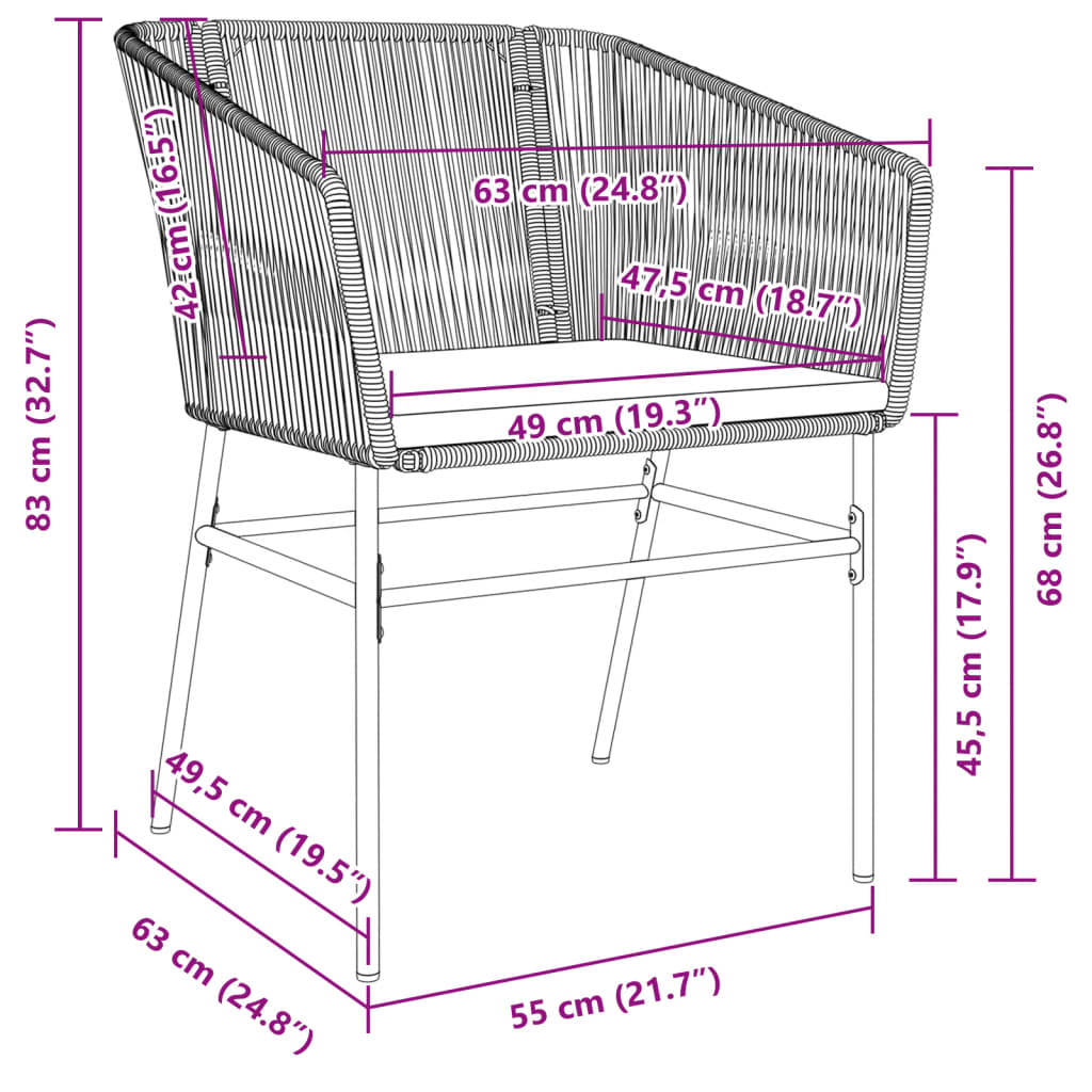 vidaXL Sillones de jardín con cojines 2 uds ratán sintético marrón