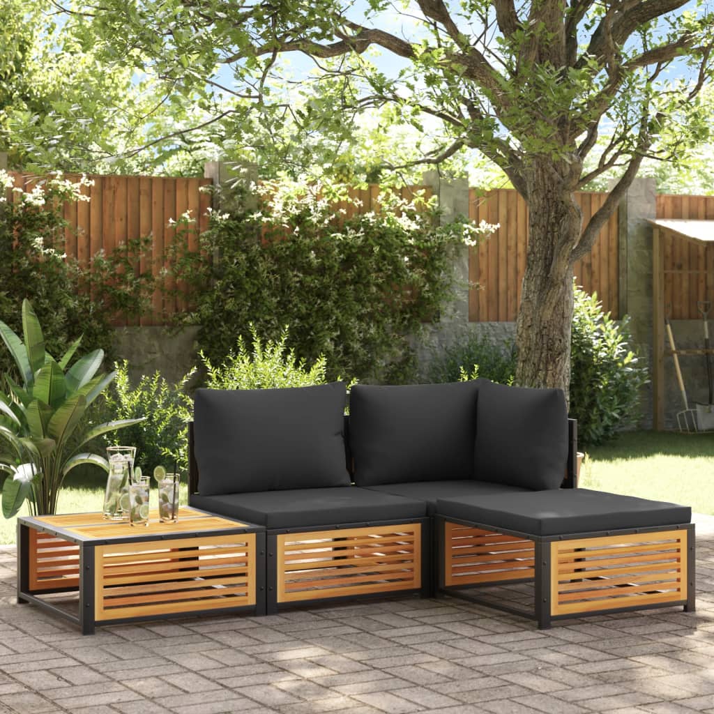 vidaXL Taburete de jardín con cojín madera acacia 68x68x30 cm