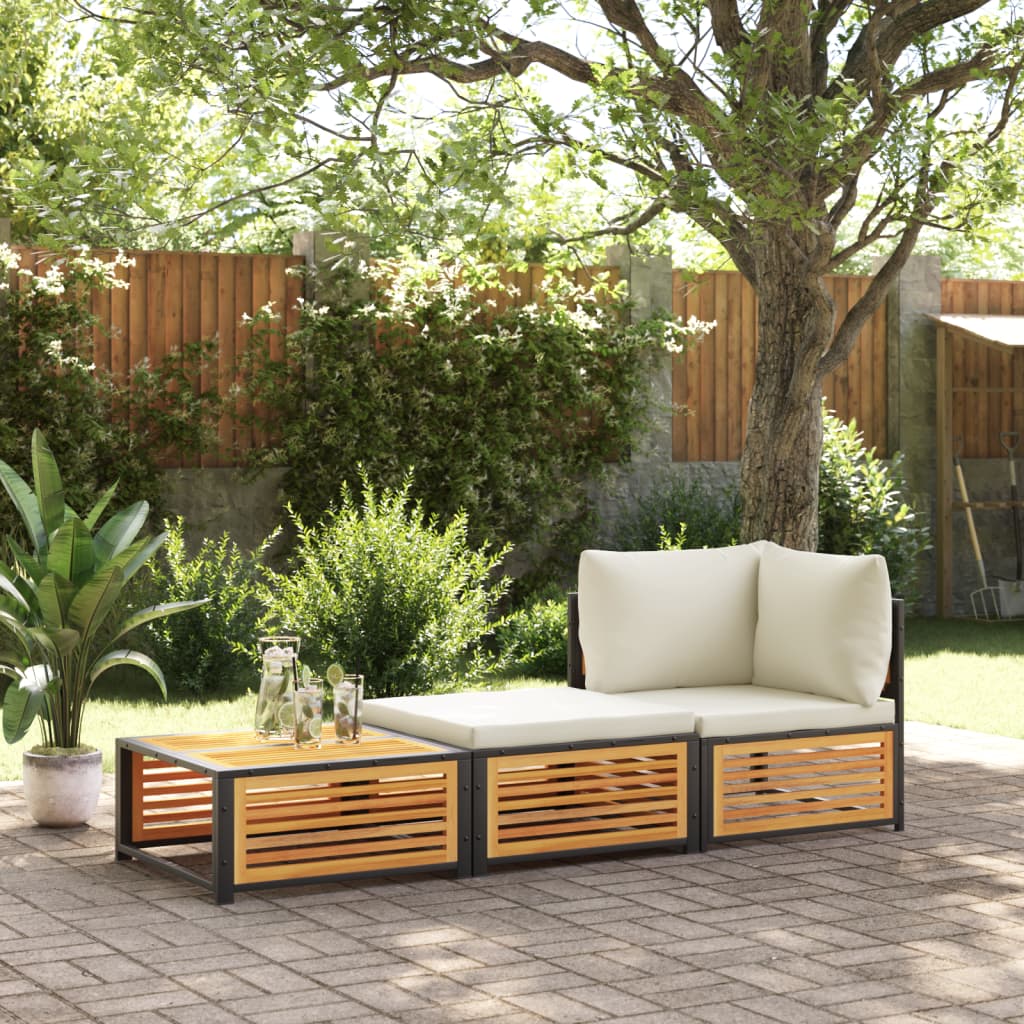 vidaXL Mesa de jardín con taburete madera maciza de acacia