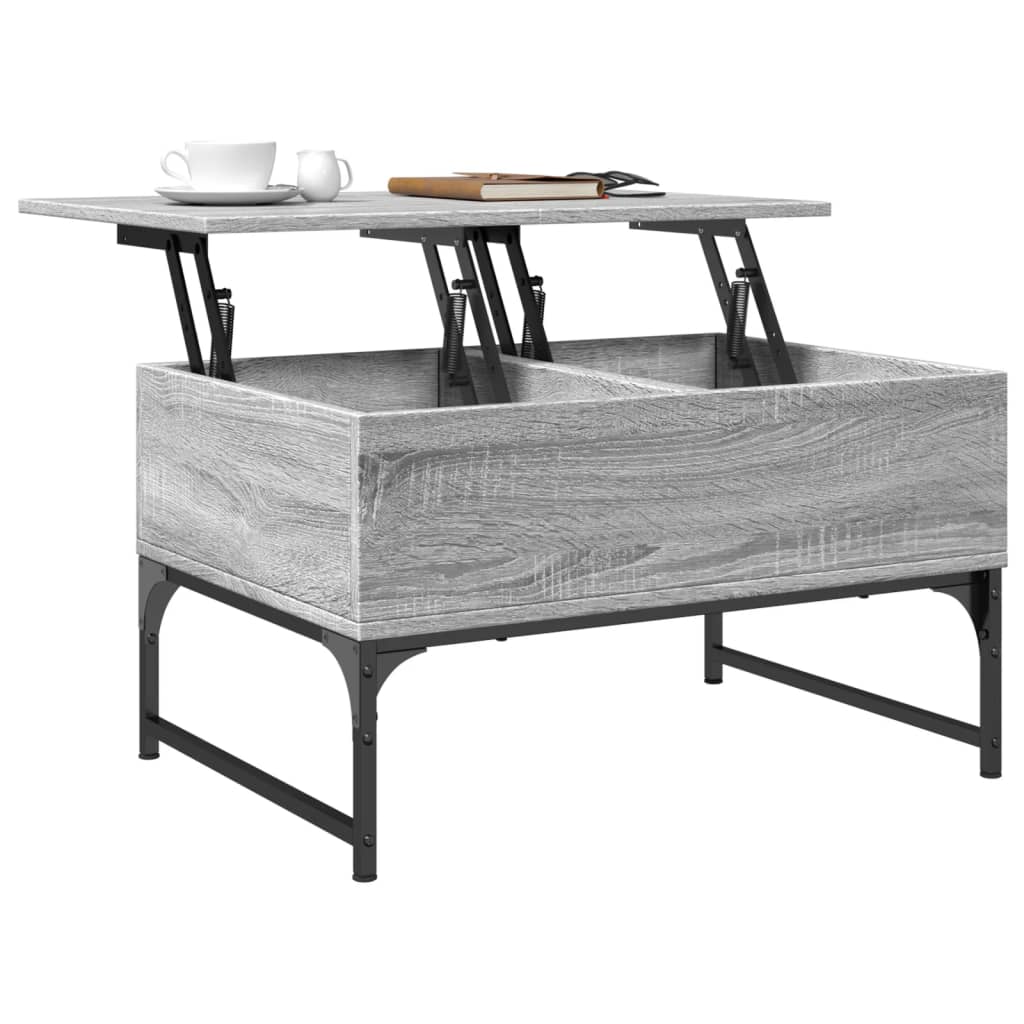 vidaXL Mesa de centro madera ingeniería metal gris Sonoma 70x50x40 cm