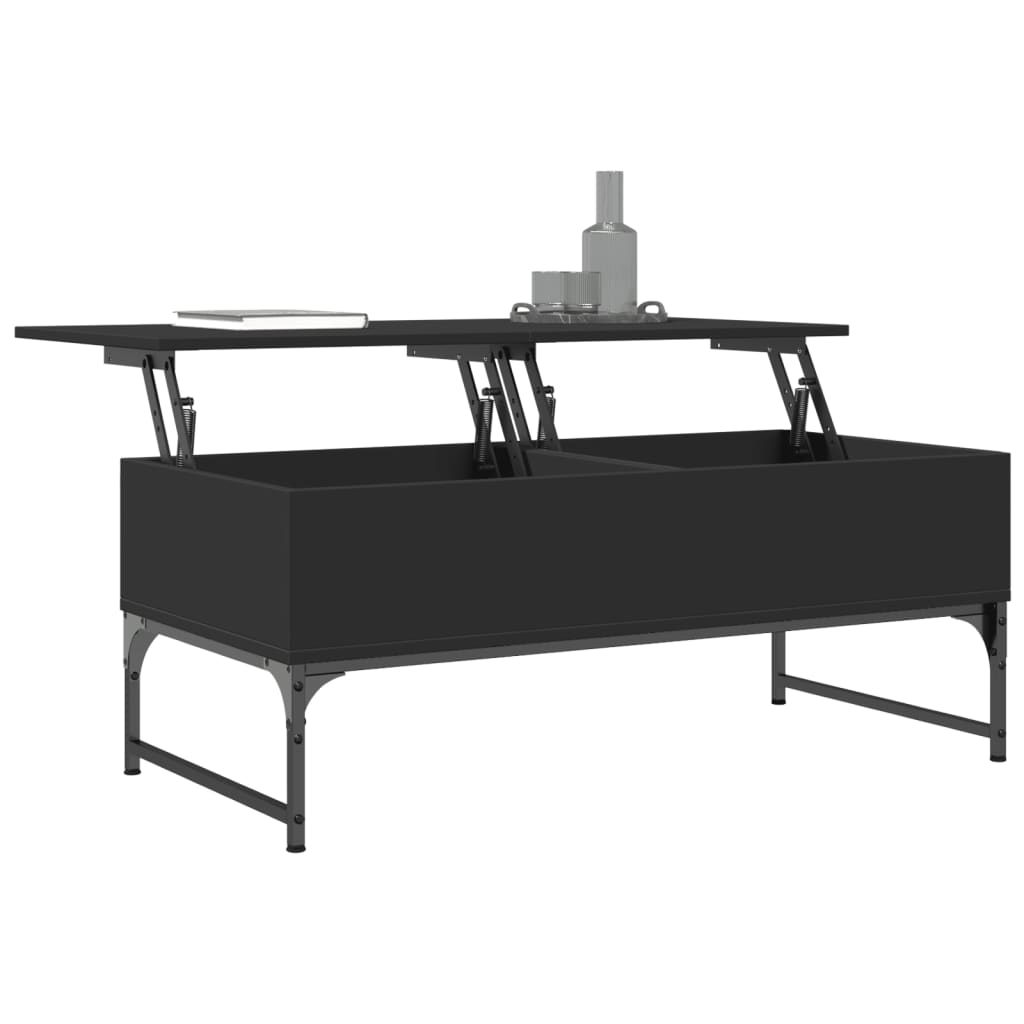 vidaXL Mesa de centro de madera ingeniería y metal negro 100x50x40 cm