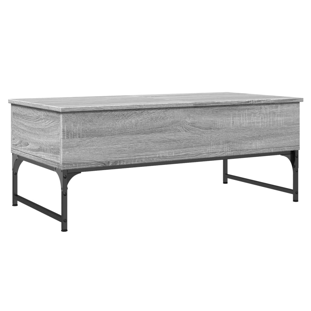 vidaXL Mesa de centro madera ingeniería metal gris Sonoma 100x50x40 cm