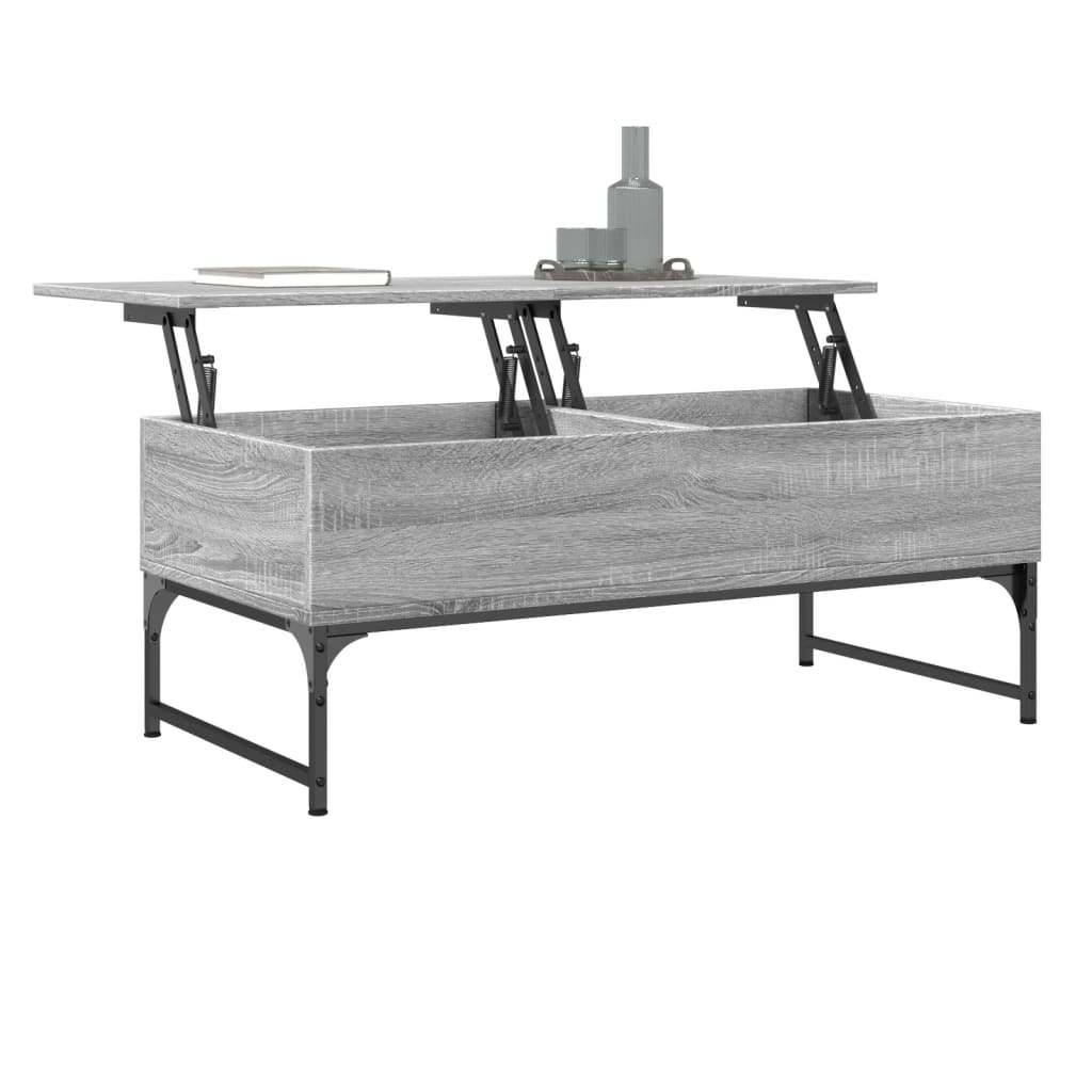 vidaXL Mesa de centro madera ingeniería metal gris Sonoma 100x50x40 cm