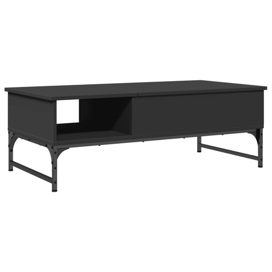 vidaXL Mesa de centro de madera ingeniería y metal negro 100x50x35 cm