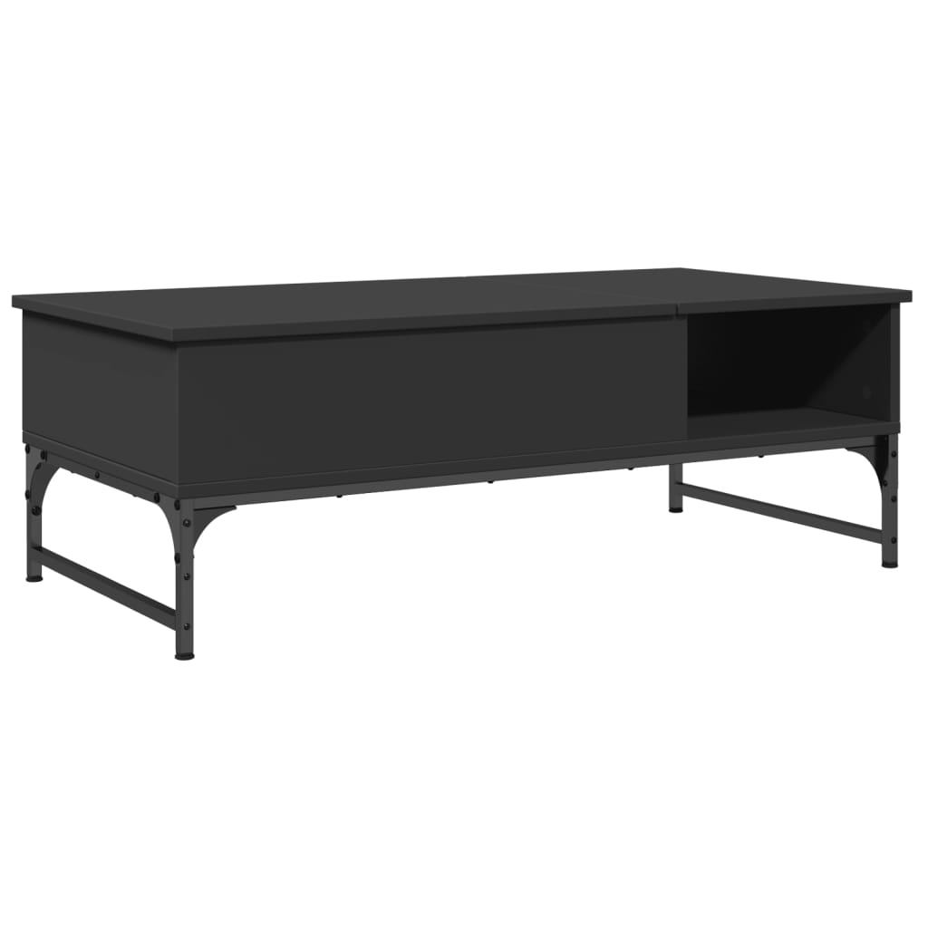 vidaXL Mesa de centro de madera ingeniería y metal negro 100x50x35 cm