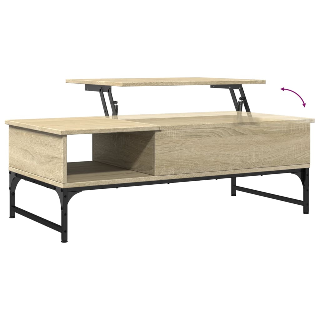 vidaXL Mesa de centro madera ingeniería metal roble Sonoma 100x50x35cm