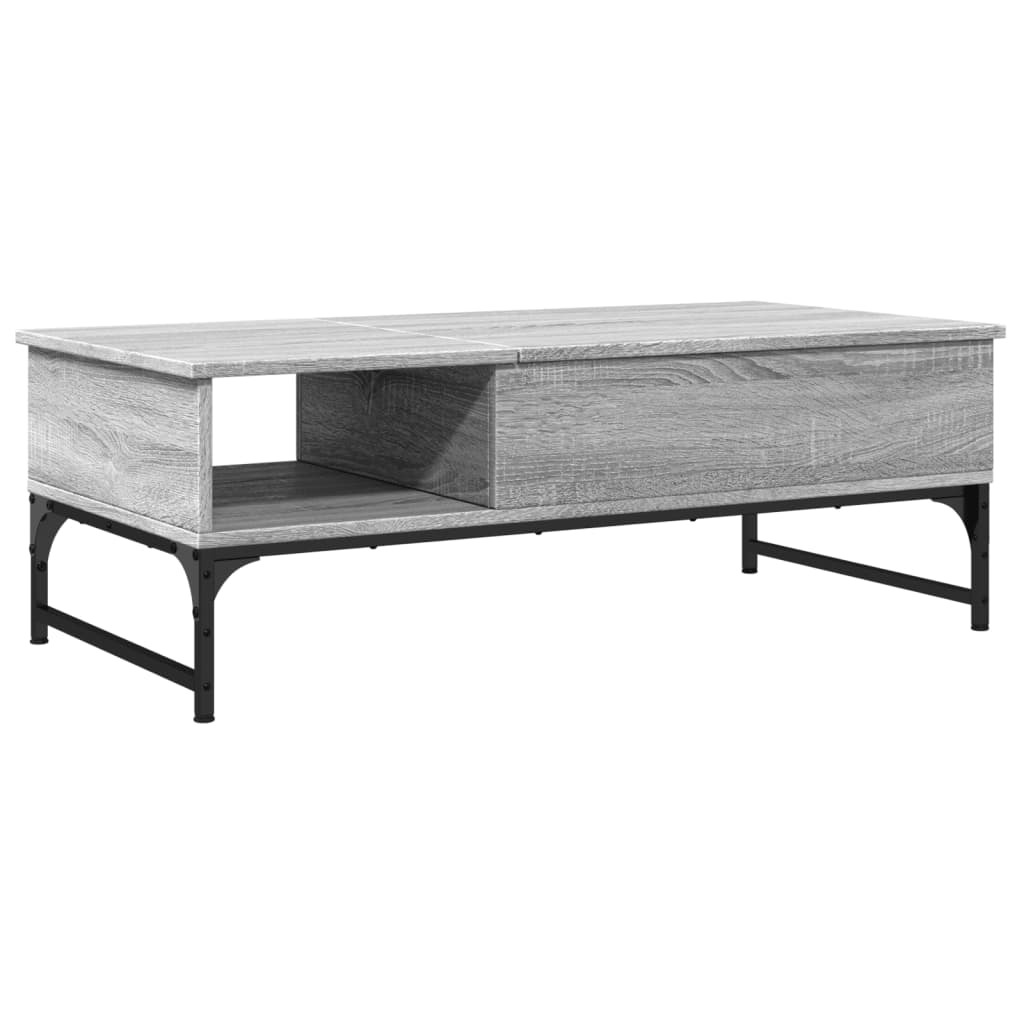 vidaXL Mesa de centro madera ingeniería metal gris Sonoma 100x50x35 cm