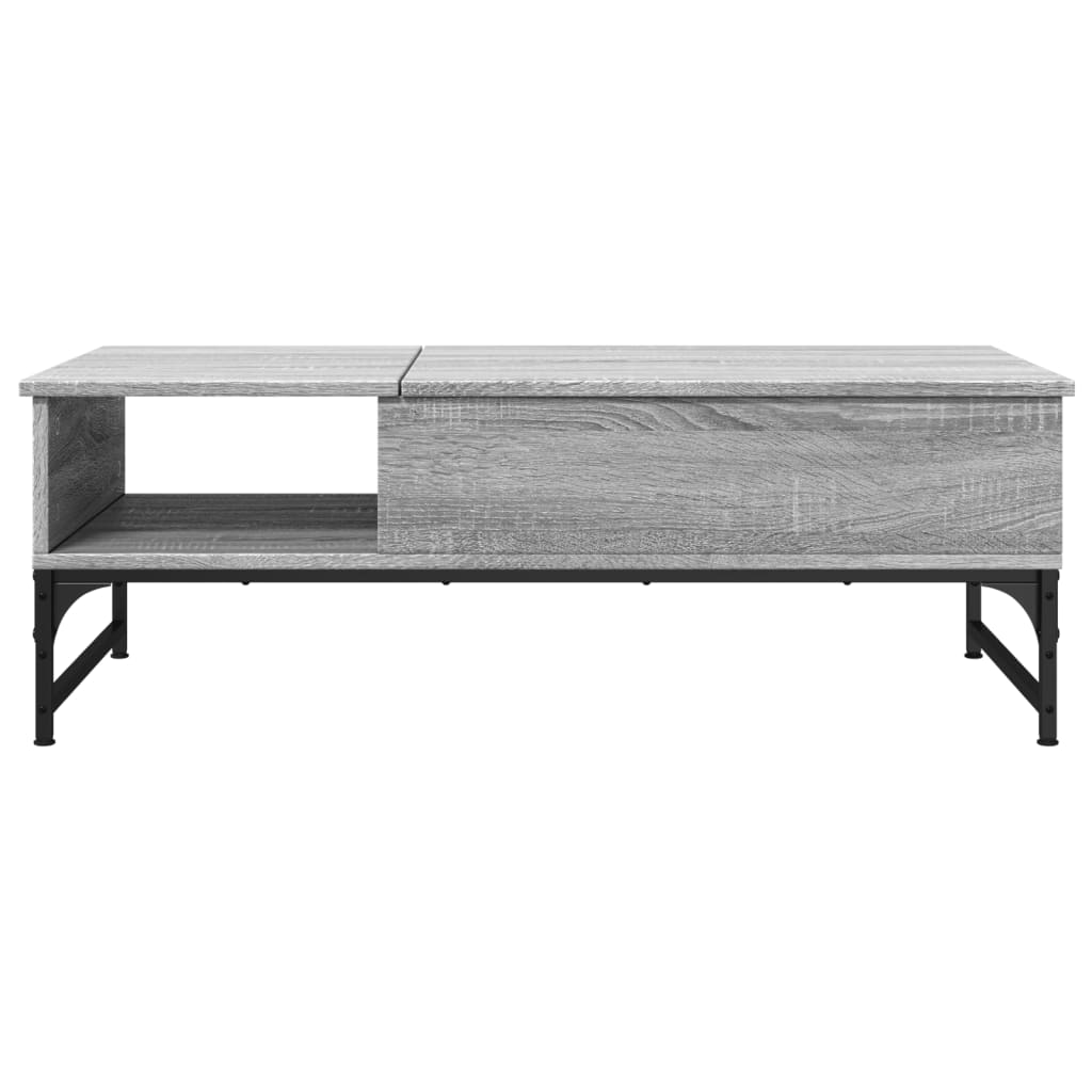 vidaXL Mesa de centro madera ingeniería metal gris Sonoma 100x50x35 cm