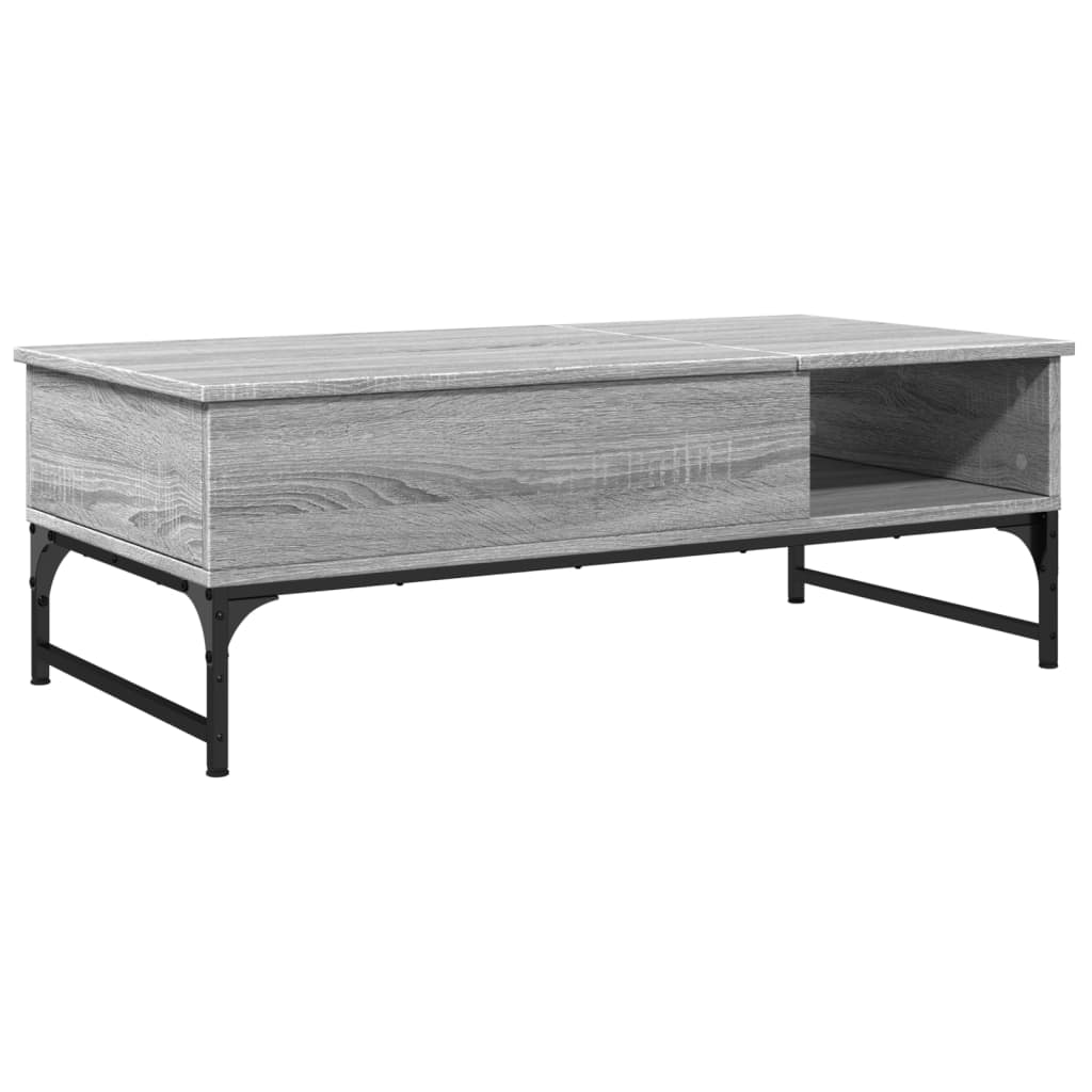 vidaXL Mesa de centro madera ingeniería metal gris Sonoma 100x50x35 cm