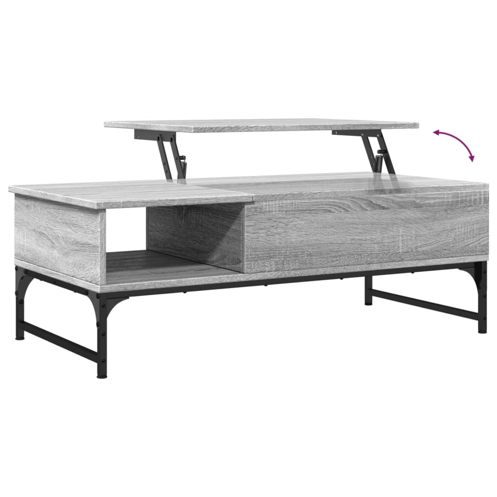 vidaXL Mesa de centro madera ingeniería metal gris Sonoma 100x50x35 cm