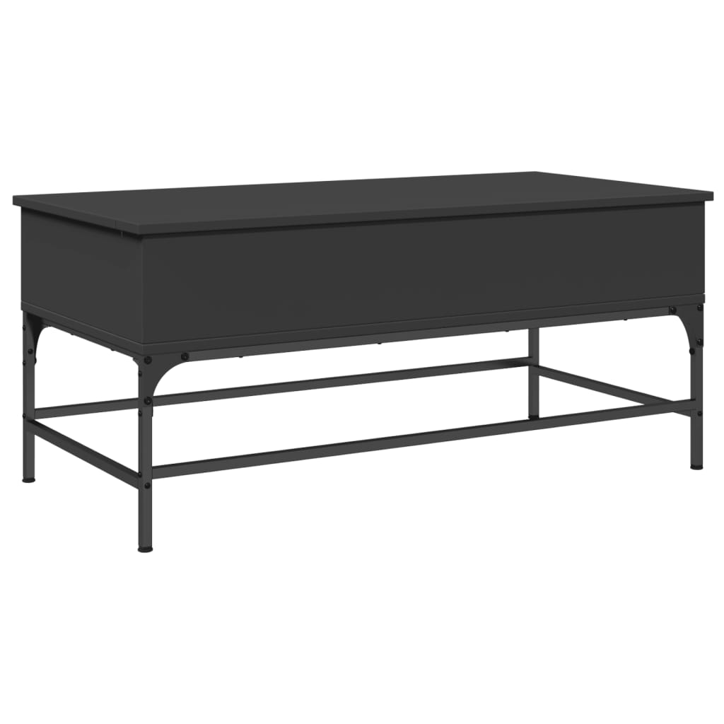 vidaXL Mesa de centro madera de ingeniería y metal negro 100x50x45 cm