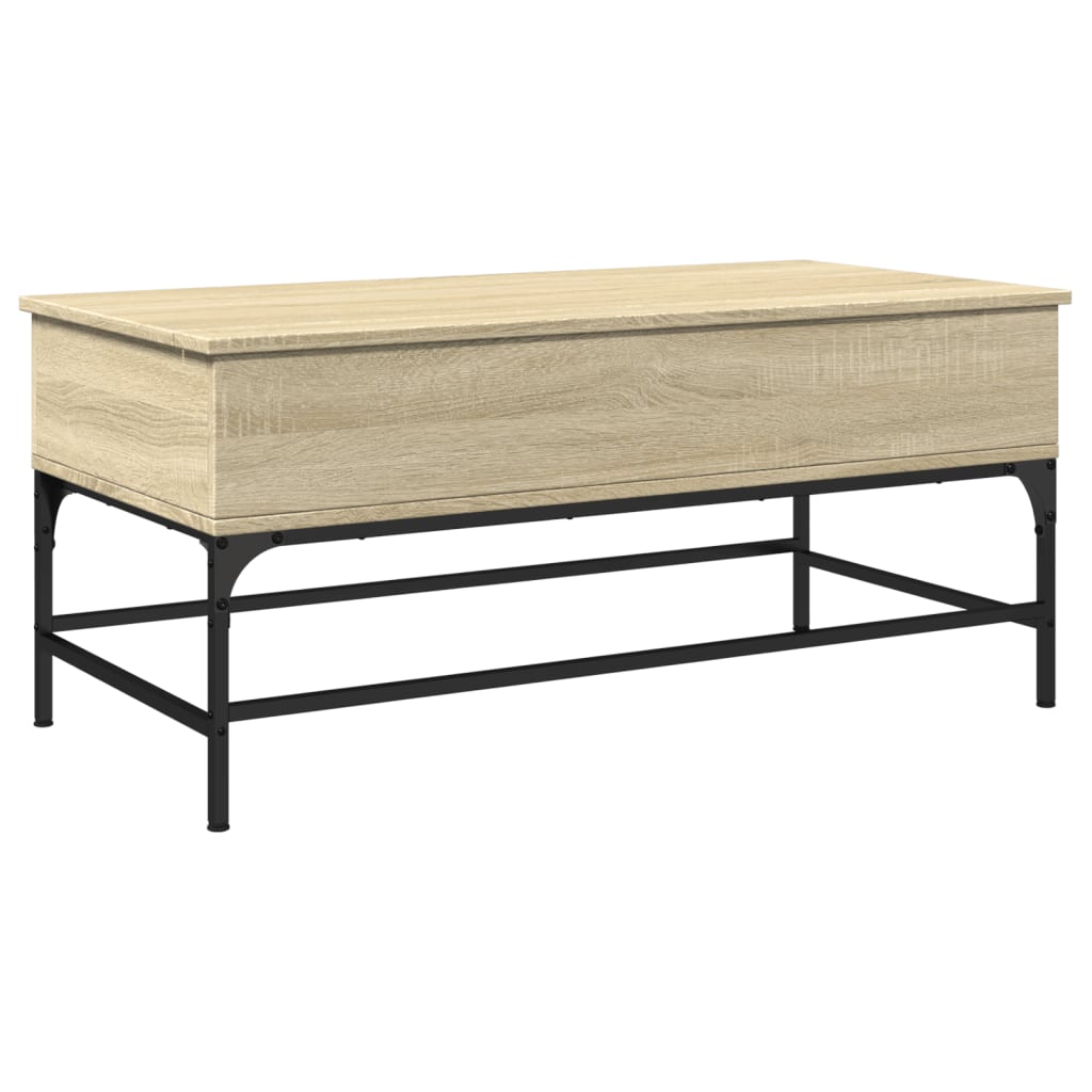 vidaXL Mesa de centro madera ingeniería metal roble Sonoma 100x50x45cm