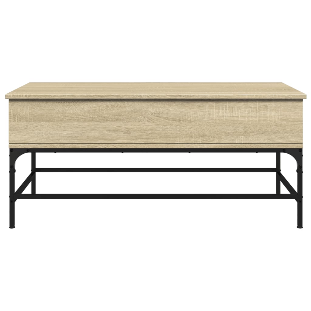 vidaXL Mesa de centro madera ingeniería metal roble Sonoma 100x50x45cm