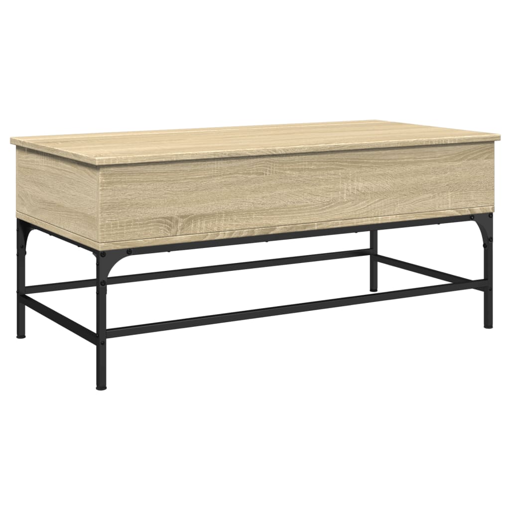 vidaXL Mesa de centro madera ingeniería metal roble Sonoma 100x50x45cm