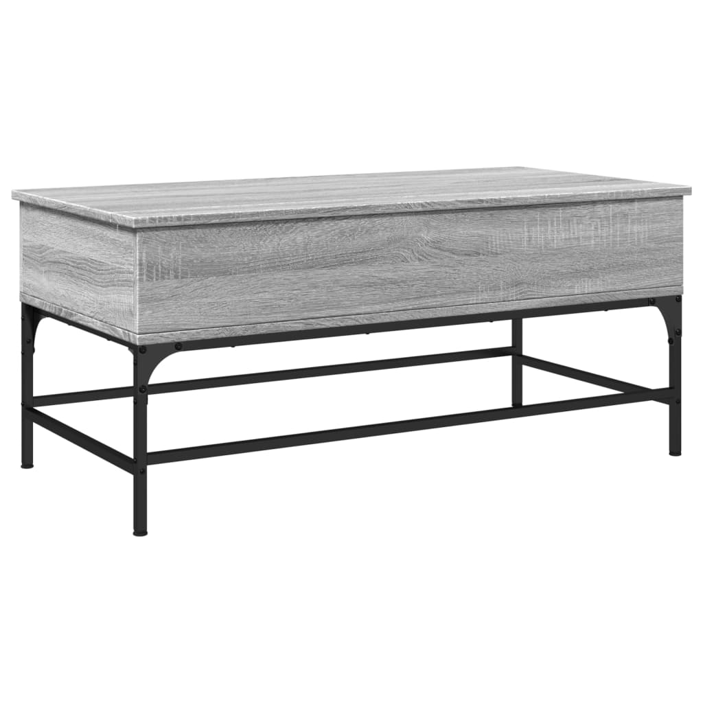 vidaXL Mesa de centro madera ingeniería metal gris Sonoma 100x50x45 cm