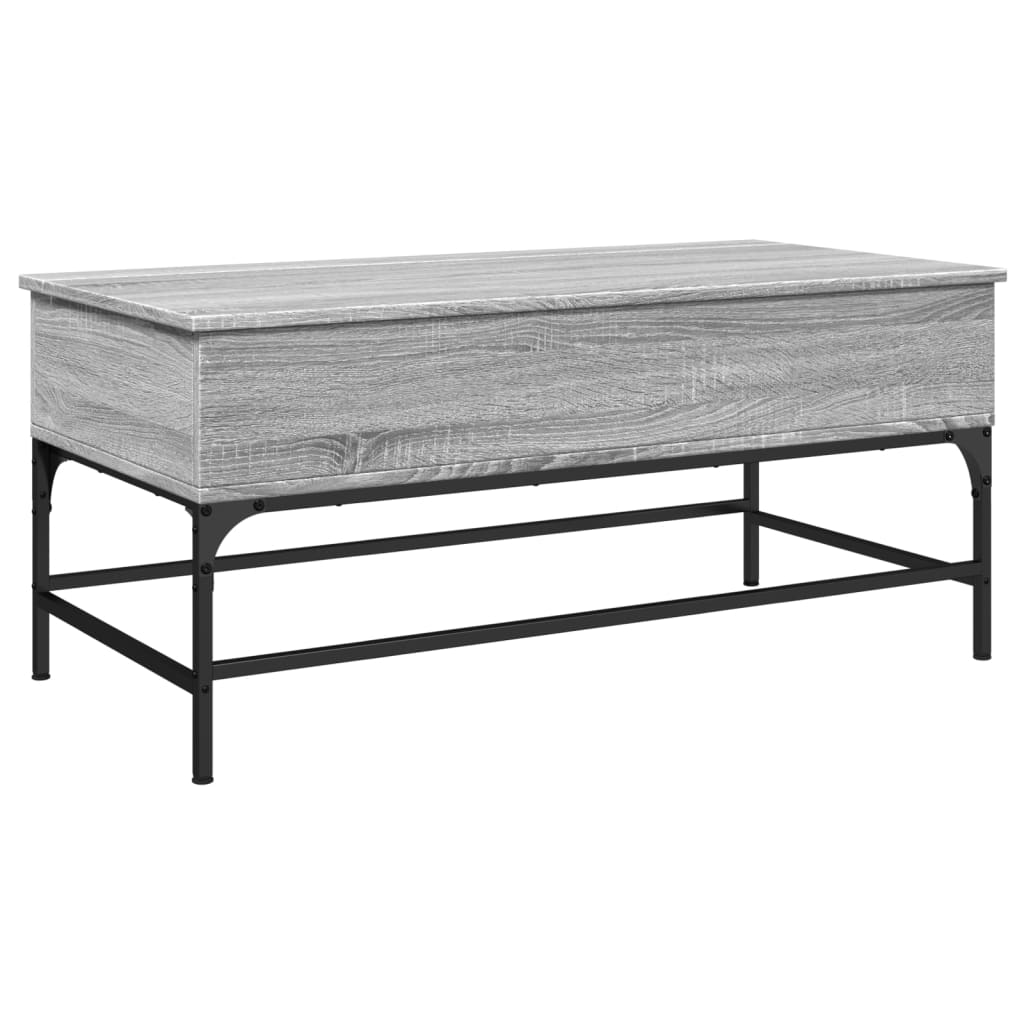 vidaXL Mesa de centro madera ingeniería metal gris Sonoma 100x50x45 cm