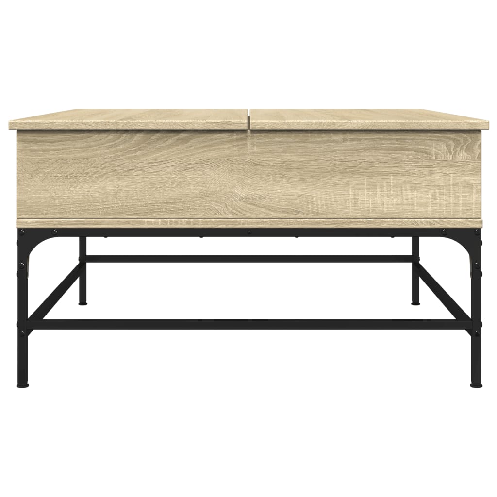 vidaXL Mesa de centro madera ingeniería metal roble Sonoma 80x80x45 cm