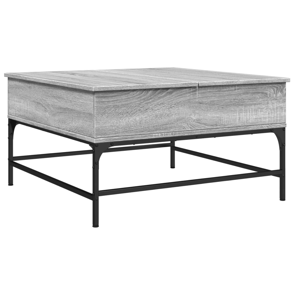 vidaXL Mesa de centro madera ingeniería metal gris Sonoma 80x80x45 cm