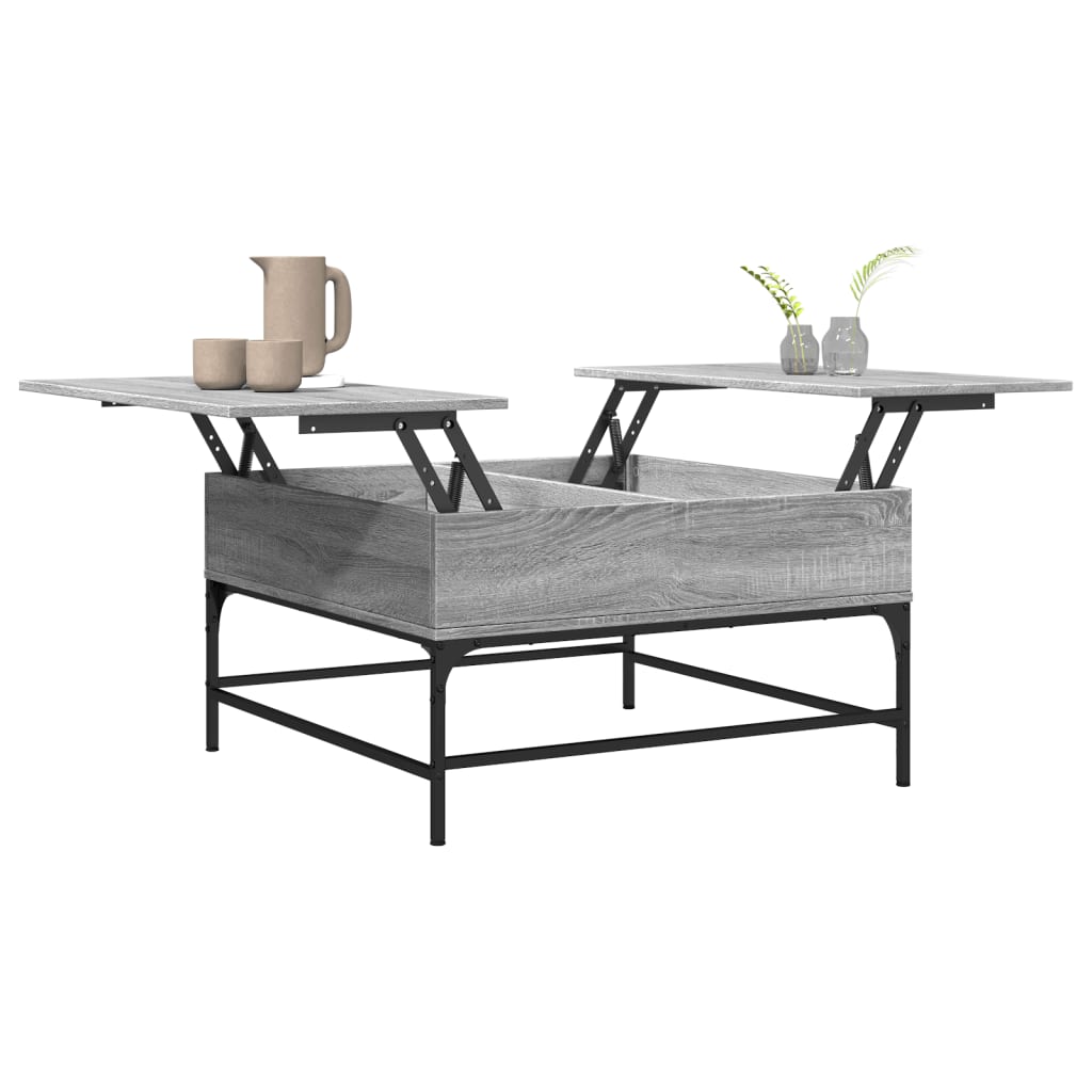 vidaXL Mesa de centro madera ingeniería metal gris Sonoma 80x80x45 cm