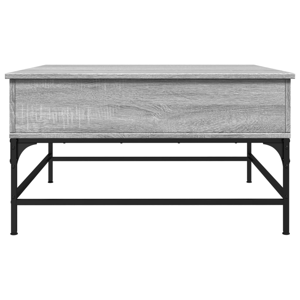 vidaXL Mesa de centro madera ingeniería metal gris Sonoma 80x80x45 cm