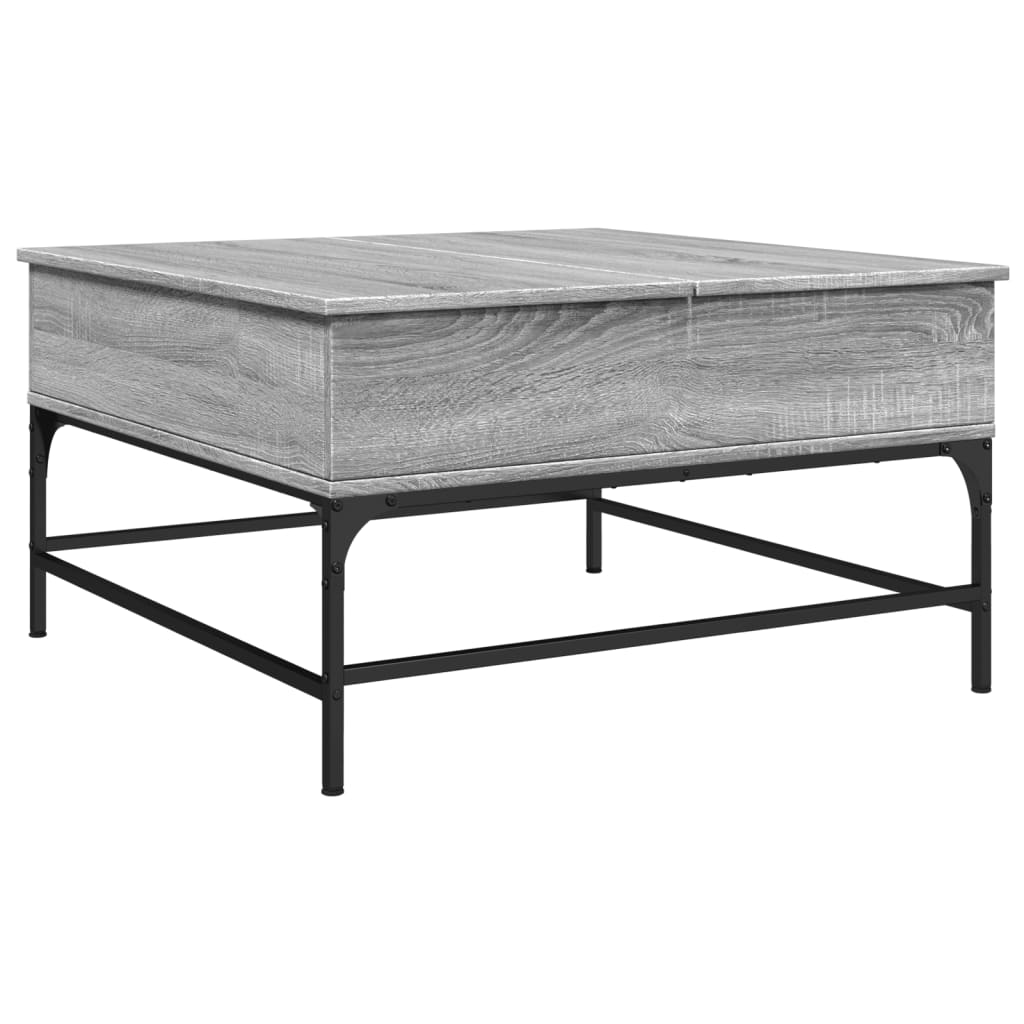 vidaXL Mesa de centro madera ingeniería metal gris Sonoma 80x80x45 cm